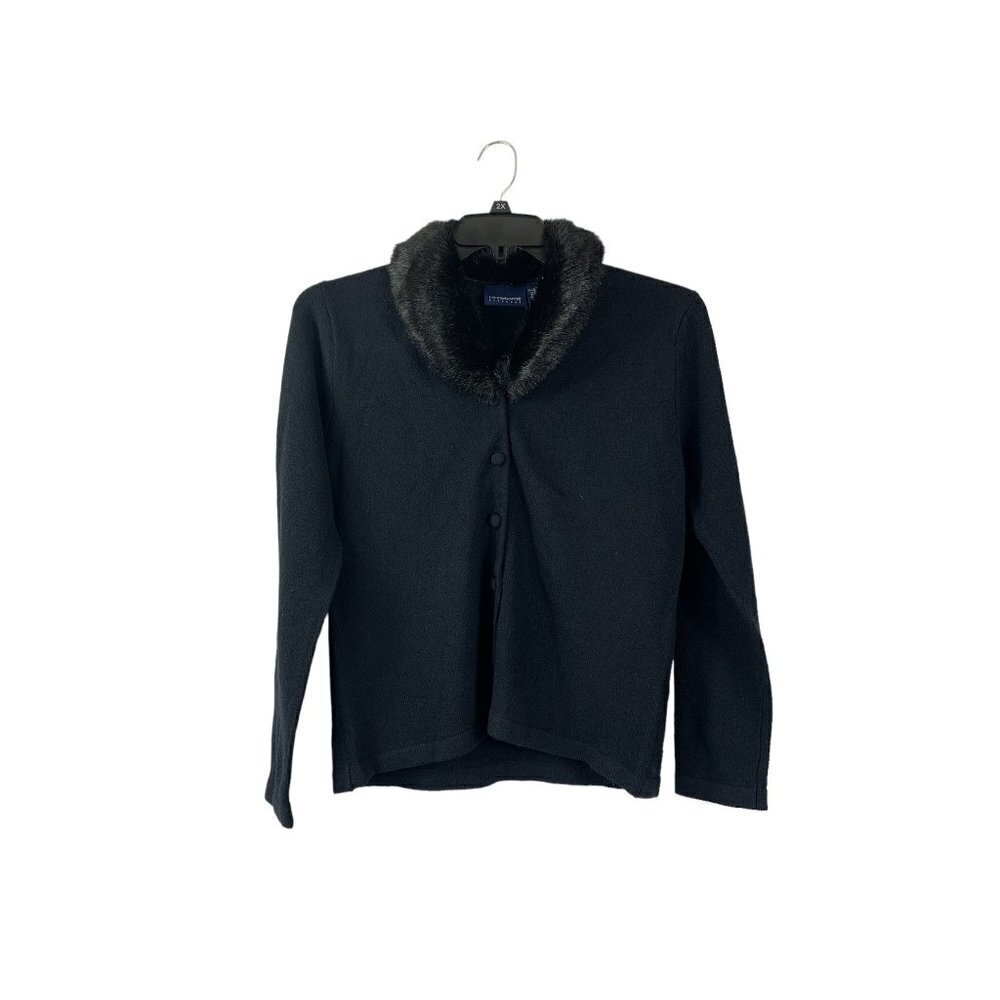 Liz Claiborne Women's Fuzzy Collar Sweater